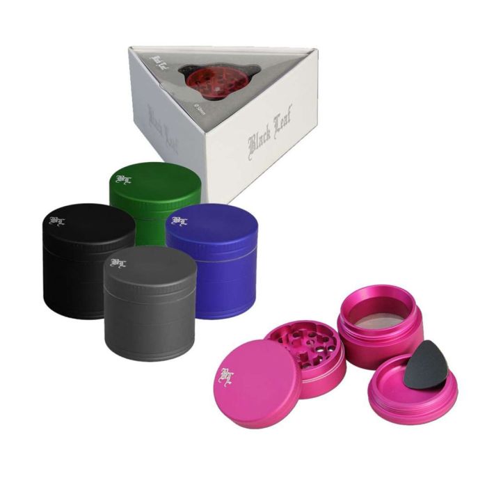 Aluminium Grinder Matte 4 Teile (Black Leaf) 55 mm main product photo