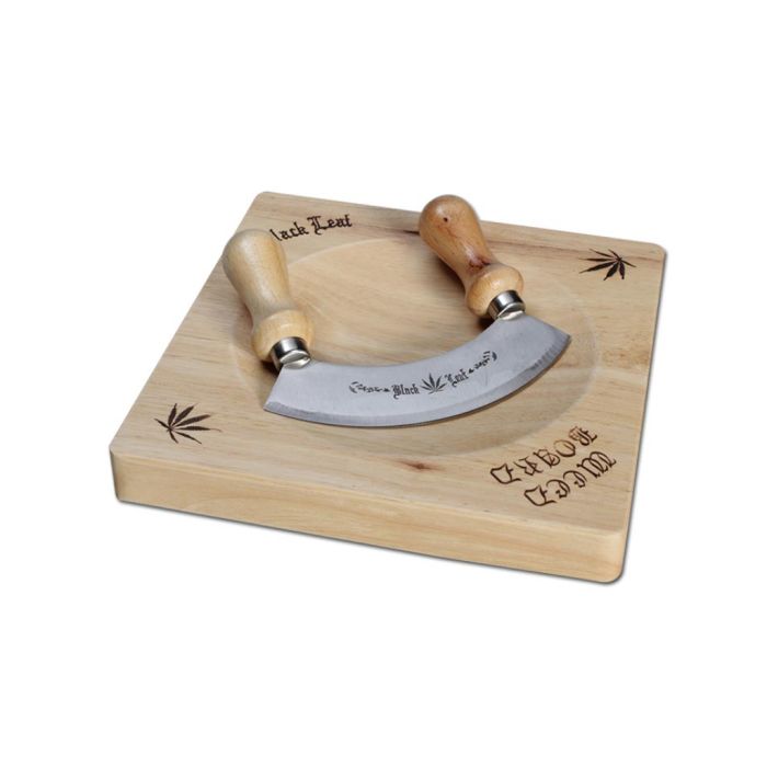 Grinder Board aus Holz mit Wiegenmesser (Black Leaf) 200 mm main product photo