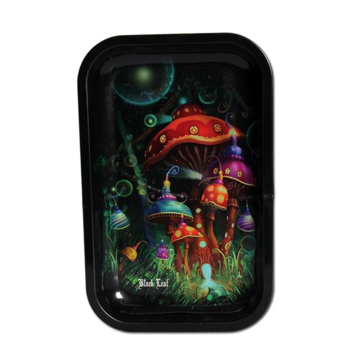 Mushroom Rolling Tray (Black Leaf) 27 x 17 cm main product photo