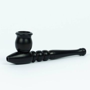 Holzpfeife Ebony Schwarz (Black Leaf) 13 cm