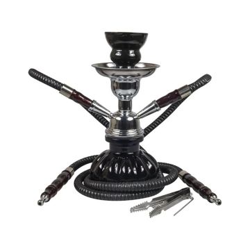 Wasserpfeife | Shisha Schwarz mit 2 Schläuche (Sahbi Shisha) 24 cm