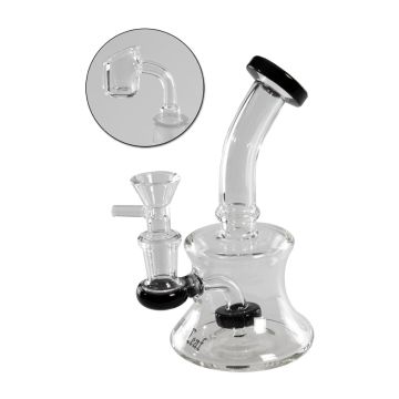 Glas Mini Bong für Dabs & Weed (Black Leaf) 2 in 1