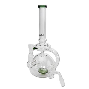 Glas Weed & Dab Bong | Recycler Perco (Black Leaf)